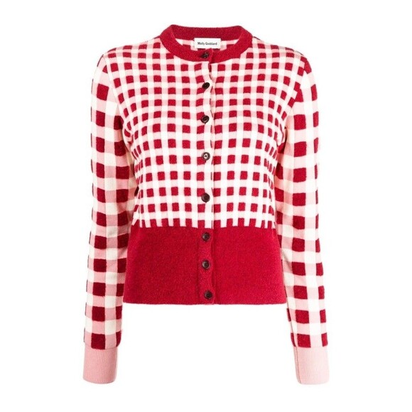 MOLLY GODDARD Red and White Checkered Cardigan - Picture 10 of 11